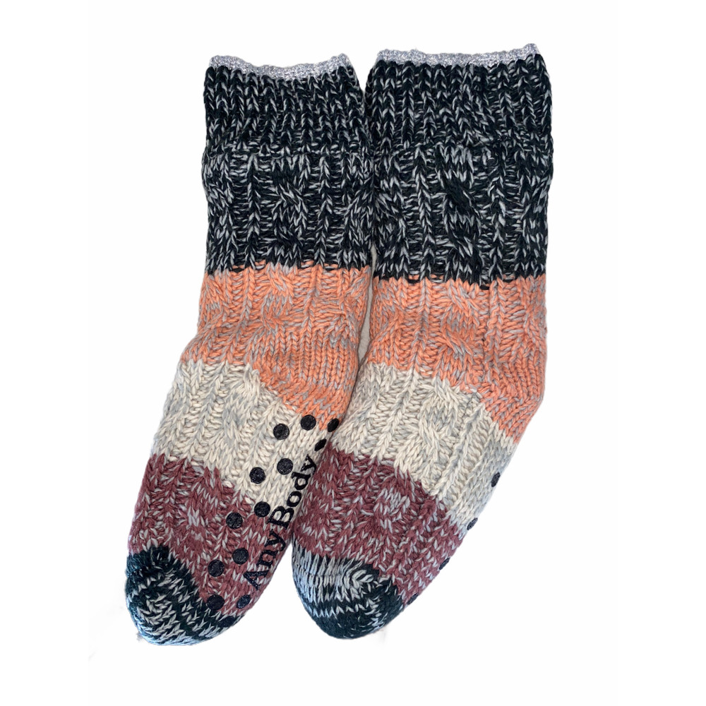 AnyBody Women's Pull-on Ombre Design Knit Socks Black Multi Small/Medium Size